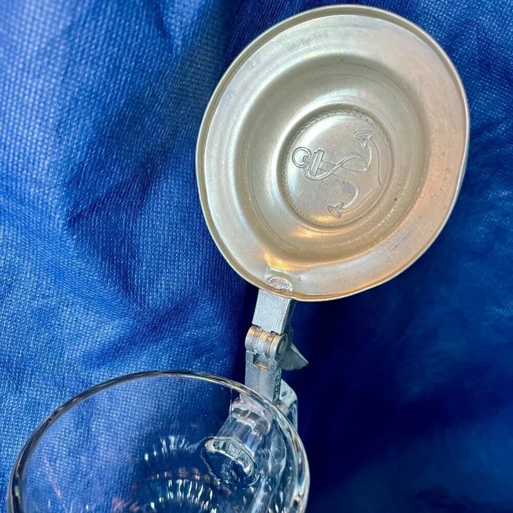 Vintage Old Spice Beer Stein W Germany With Pewter Lid Etched Sailboat